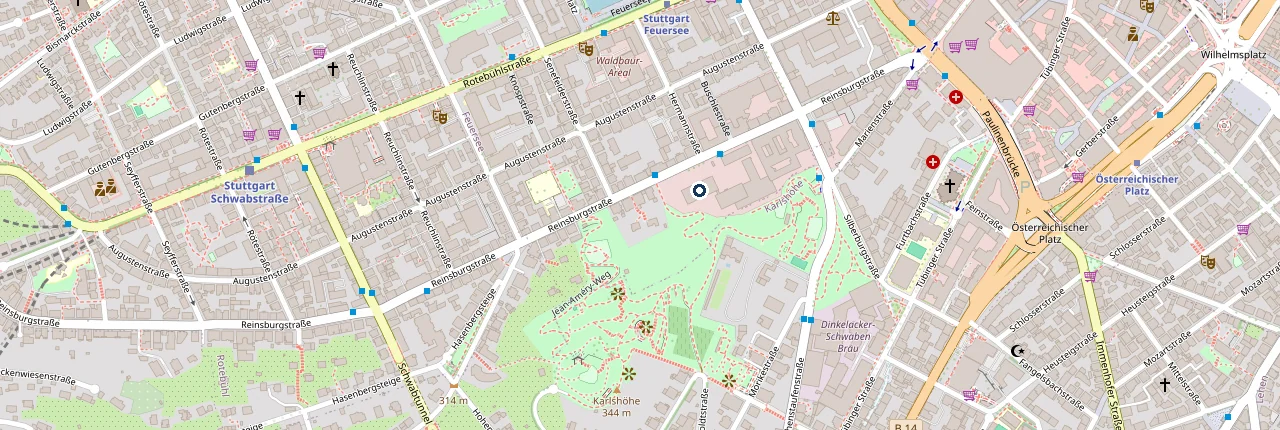 Karte: Reinsburgstraße 27, 70178 Stuttgart