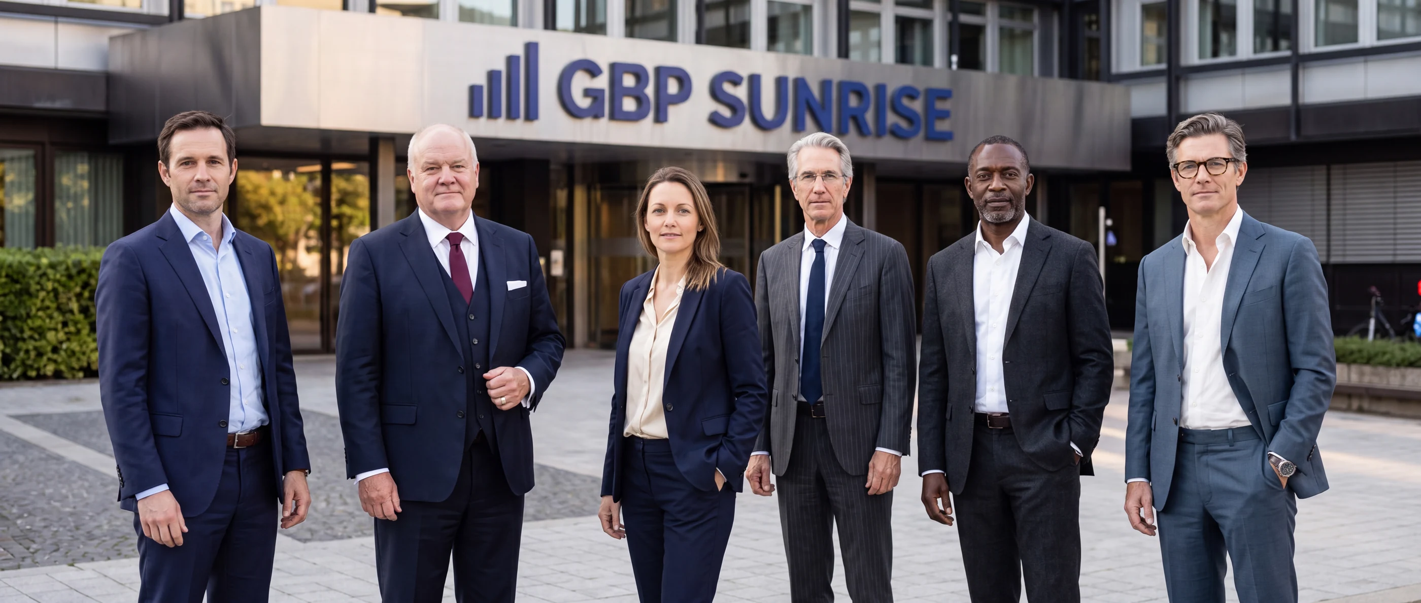 Das Team von GBP Sunrise vor der Kanzlei